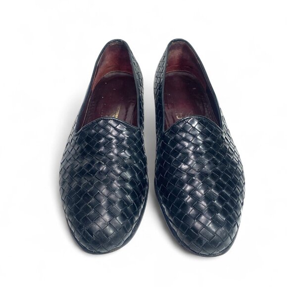 Salvatore Ferragamo Mens Brisbane Black Woven Leather Loafers Size 10.5 D - Picture 2 of 9